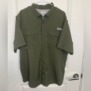 Columbia Men's Casual Button Down Shirt - Olive Green Large